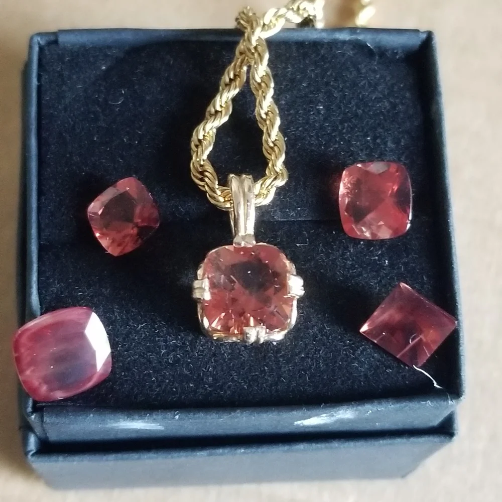 Easter Sale Vintage custom made 14k andesine sunstone  charm chain - Picture 6 of 16